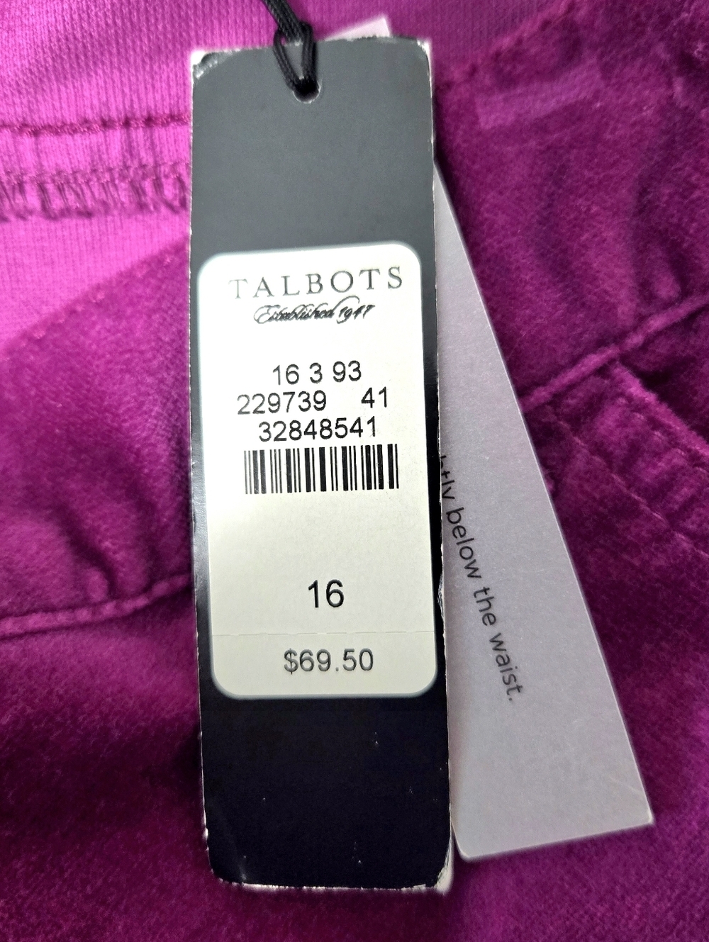 Talbots Velvet Jeans/pants, Fushia 16 - Picture 13 of 14